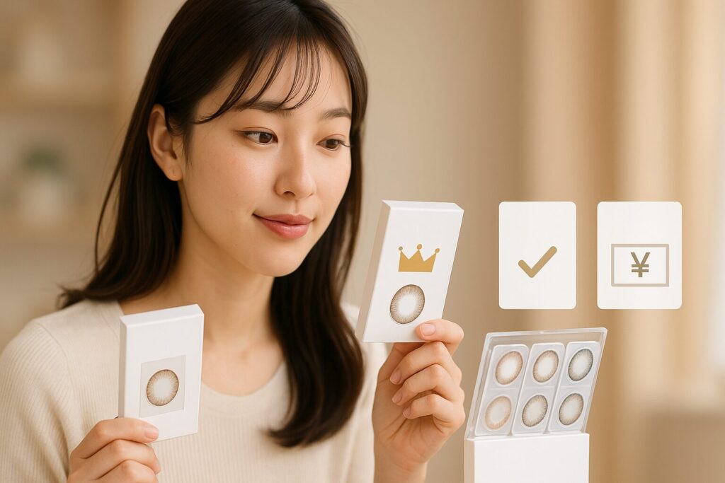 アットレンズの人気のカラコンを選んでいる女性