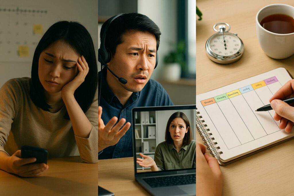 英会話で上達できず悩んでいる男女