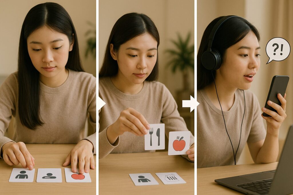 speakでレッスンしている女性