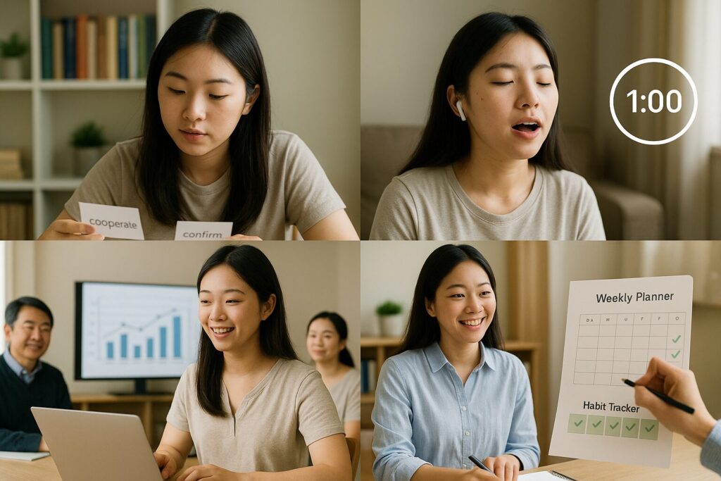 帰国子女がSpeakで1分スピーチと語彙カードを使って英語を維持する様子