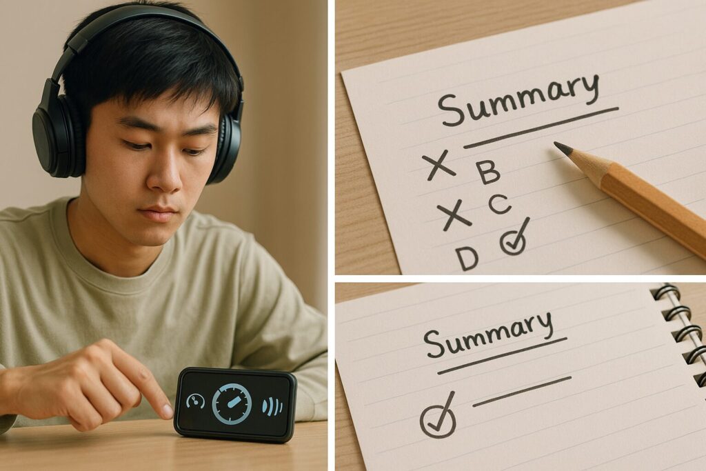 AI英会話スピークでテスト勉強している男子高校生