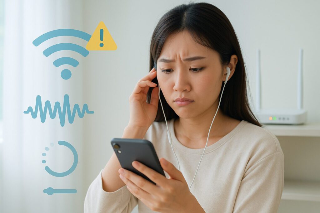 speakの通信が不安定で悩んでいる女性