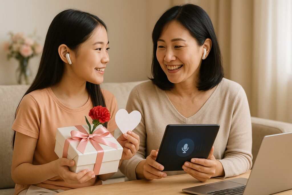 Ai英会話スピークでレッスンしている親子