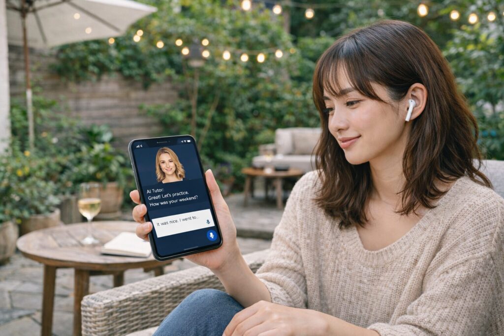 AI英会話と練習中の昼下がり